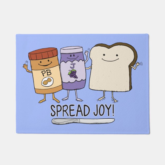 Cute Peanut Butter & Jelly & Bread Spread Joy Doormat (Front)