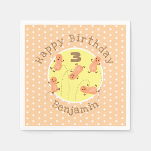 Cute peanut cartoon illustration orange polka dot napkin