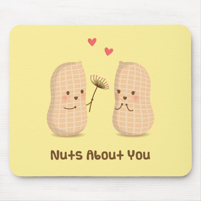 Cute Peanuts Nuts About You Pun Love Humour Mouse Pad (Front)