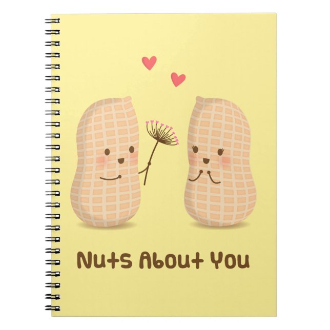 Cute Peanuts Nuts About You Pun Love Humour Notebook (Front)