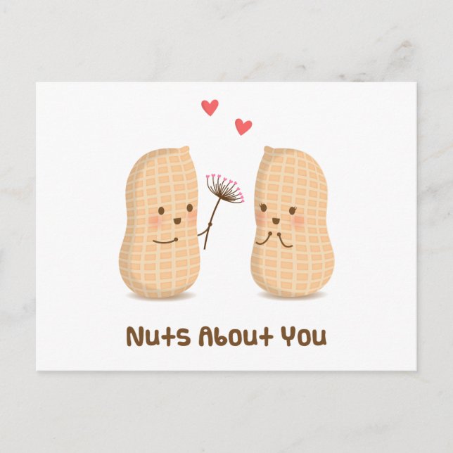 Cute Peanuts Nuts About You Pun Love Humour Postcard (Front)