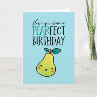 Cute Pear Fruit Pun Funny Pearfect Birthday