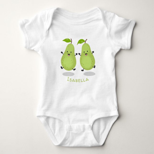 Cute pear pair cartoon illustration baby bodysuit (Front)