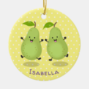 Cute pear pair cartoon illustration ceramic ornament
