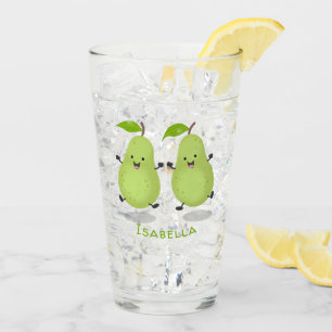 Cute pear pair cartoon illustration glass