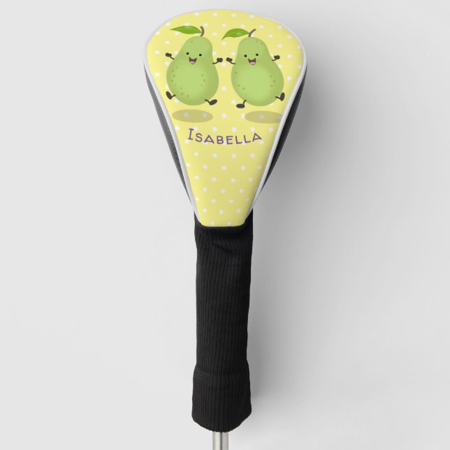 Cute pear pair cartoon illustration golf head cover (Front)