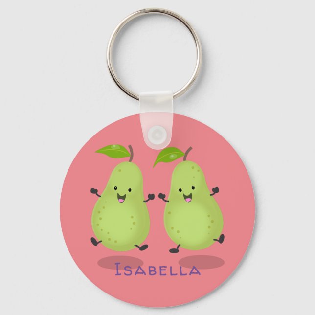 Cute pear pair cartoon illustration key ring (Front)