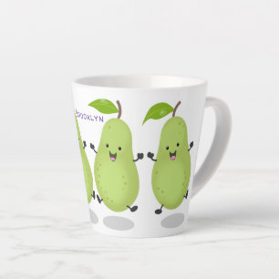 Cute pear pair cartoon illustration latte mug
