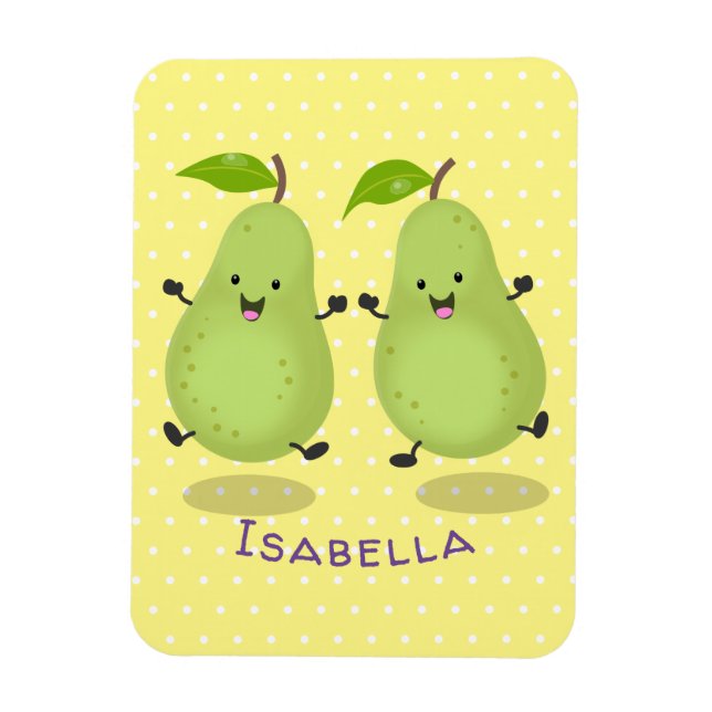 Cute pear pair cartoon illustration magnet (Vertical)