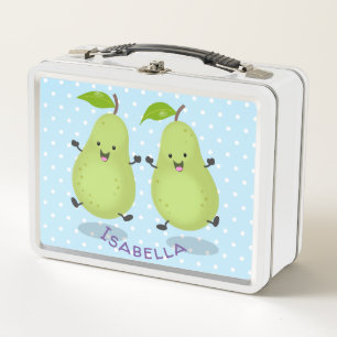 Cute pear pair cartoon illustration metal lunch box