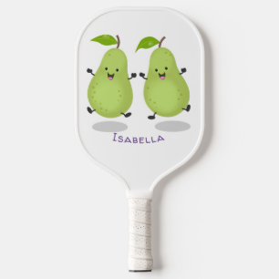 Cute pear pair cartoon illustration  pickleball paddle