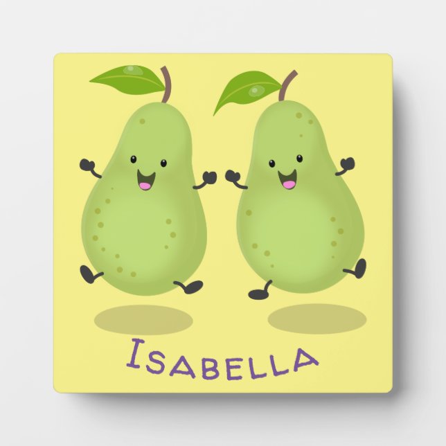 Cute pear pair cartoon illustration plaque (Front)