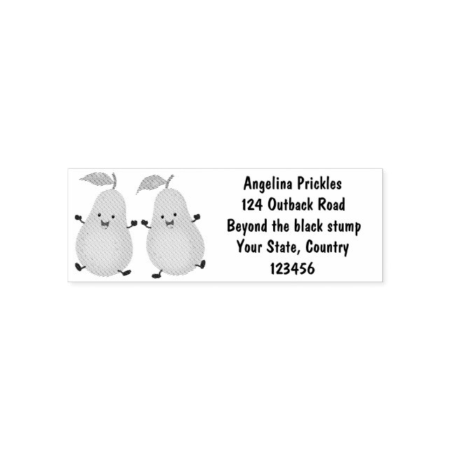 Cute pear pair cartoon illustration  self-inking stamp (Design)