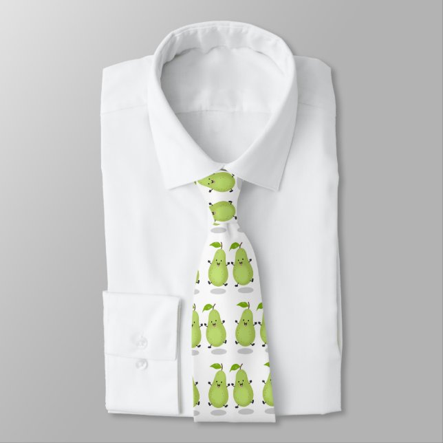 Cute pear pair cartoon illustration tie (Tied)