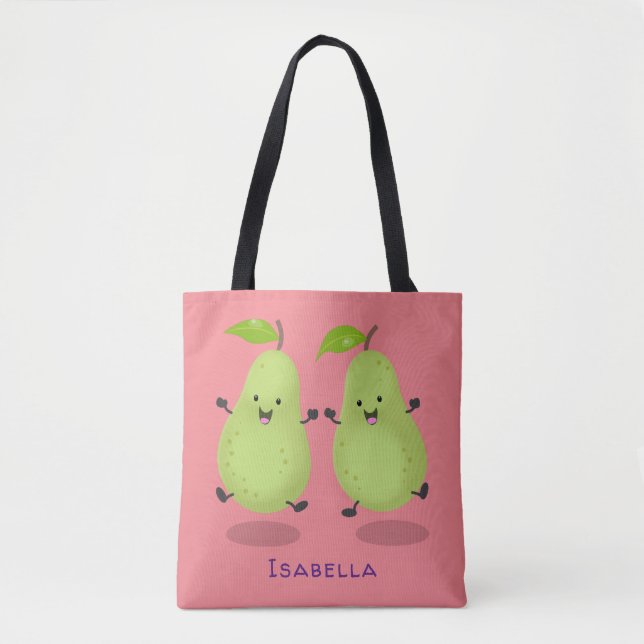 Cute pear pair cartoon illustration tote bag (Front)