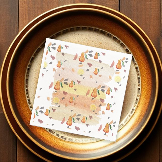 Cute Pear Pattern Watercolor Art Napkin (Creator Uploaded)