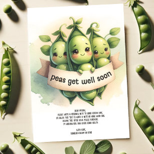 Cute "Peas Get Well Soon" Best Wishes Funny Pun Card