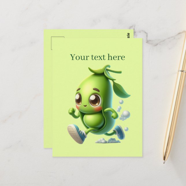 Cute peas lovers add text  postcard (Front/Back In Situ)