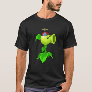 Cute Peashooter Nostalgia Plants And Zombies Leaf  T-Shirt