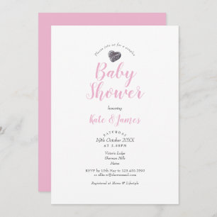 Cute Pebble Heart Couples Baby Shower / Sprinkle Invitation