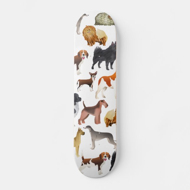 Cute Pedigree Pet Dog Wallpaper Design Skateboard (Front)