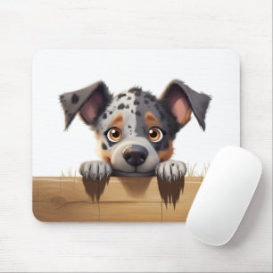 Cute Peeking Australian Cattle Dog Mouse Pad