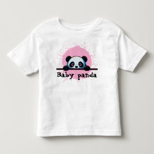 Cute Peeking Baby Panda Pink Splatter Toddler T-Sh T-Shirt