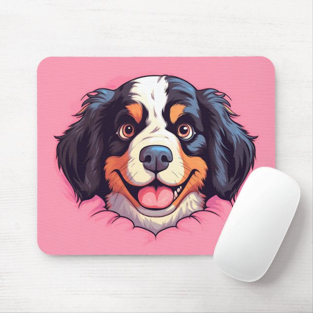 Cute Peeking Bernese Mountain Dog Mouse Pad (With Mouse)