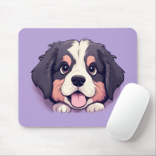 Cute Peeking Bernese Mountain Dog Mouse Pad