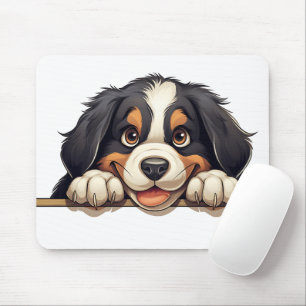 Cute Peeking Bernese Mountain Dog Mouse Pad