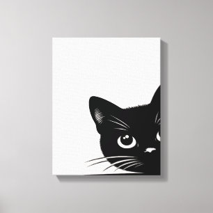 Cute Peeking Black Cat Canvas Print