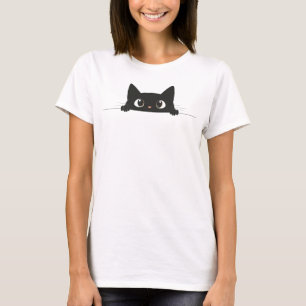 Cute Peeking Black Cat Funny Pet Lover T-Shirt