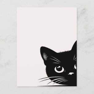 Cute Peeking Black Cat Postcard