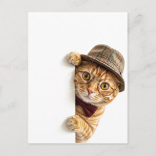 Cute Peeking Black Cat Postcard