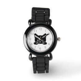 Cute Peeking Black Cat Watch