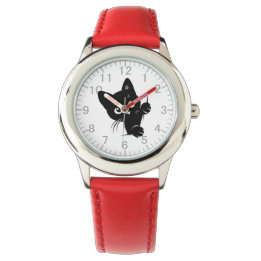 Cute Peeking Black Cat Watch