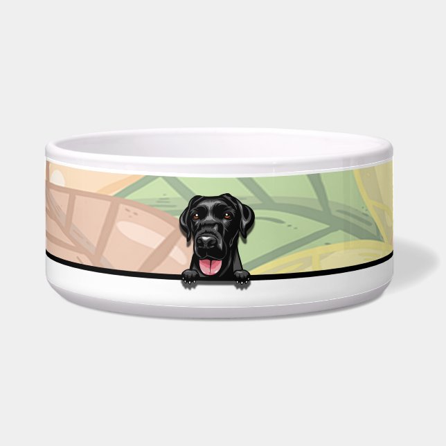 cute peeking black labrador, food or drink (Front)