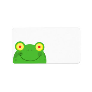cute peeking cartoon frog froggy face label