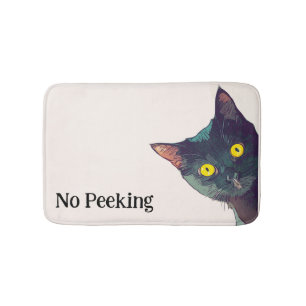 Cute Peeking Cat Design Bath Mat