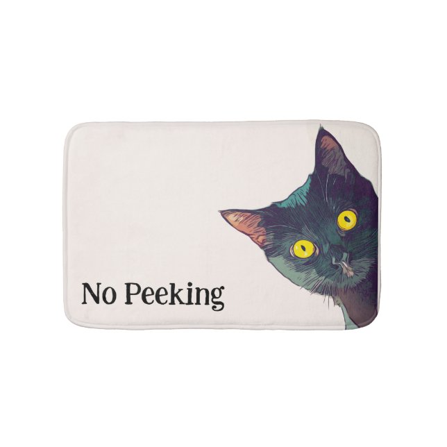 Cute Peeking Cat Design Bath Mat (Front)