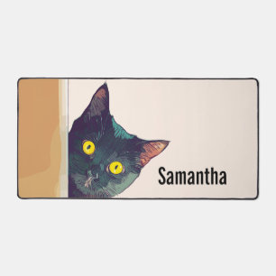 Cute Peeking Cat Design Desk Pad