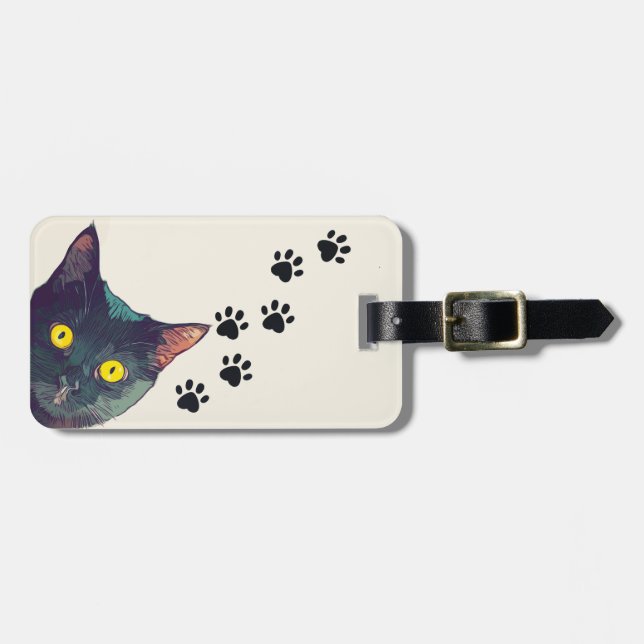 Cute Peeking Cat Design Luggage Tags (Front Horizontal)
