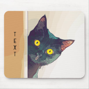 Cute Peeking Cat Design Mouse Pad