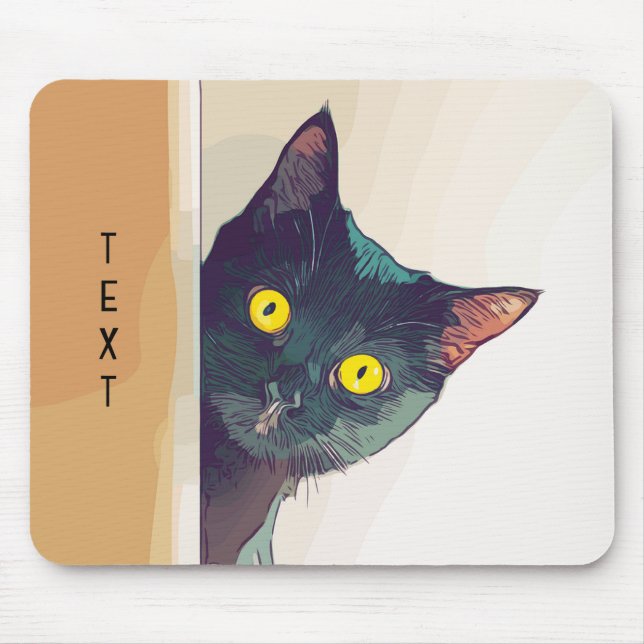 Cute Peeking Cat Design Mouse Pad (Front)
