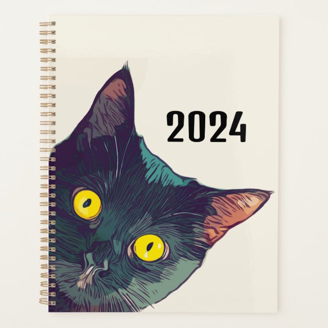 Cute Peeking Cat Design Planner/Organiser Planner (Front)