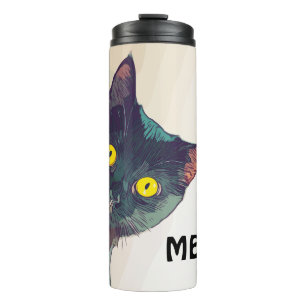 Cute Peeking Cat Design Thermal Tumbler