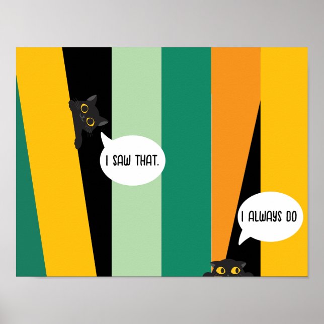 Cute Peeking Cat Funny Cat Lover Gift Poster (Front)