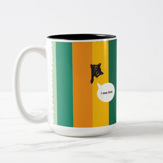 Cute Peeking Cat Funny Cat Lover Gift Two-Tone Coffee Mug (Left)