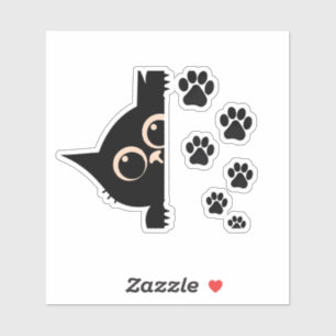 Cute Peeking Cat Paw Print Stickers