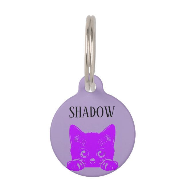 Cute Peeking Cat-Pesonalized Cat Pet Tag (Front)